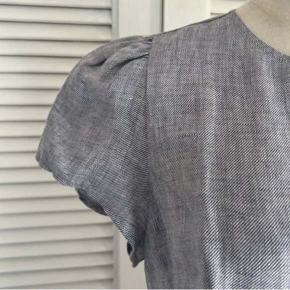 Reformation Blue Linen Puff Sleeve Maxi Dress - Picture 4 of 9